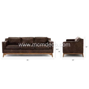 Worthington Oxford Brown Leather Sofa